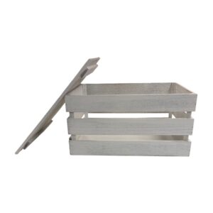 Vintage Slatted Wooden Storage Crate with Lids