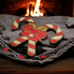 Double Candy Cane Wooden Christmas Decoration - Home Decor