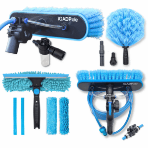 IGADPole Water-fed Brush, Cobweb Duster and 10"(25cm) Squeegee (No Pole Included)