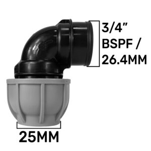 MDPE Elbow, 25mm - 3/4" BSPF