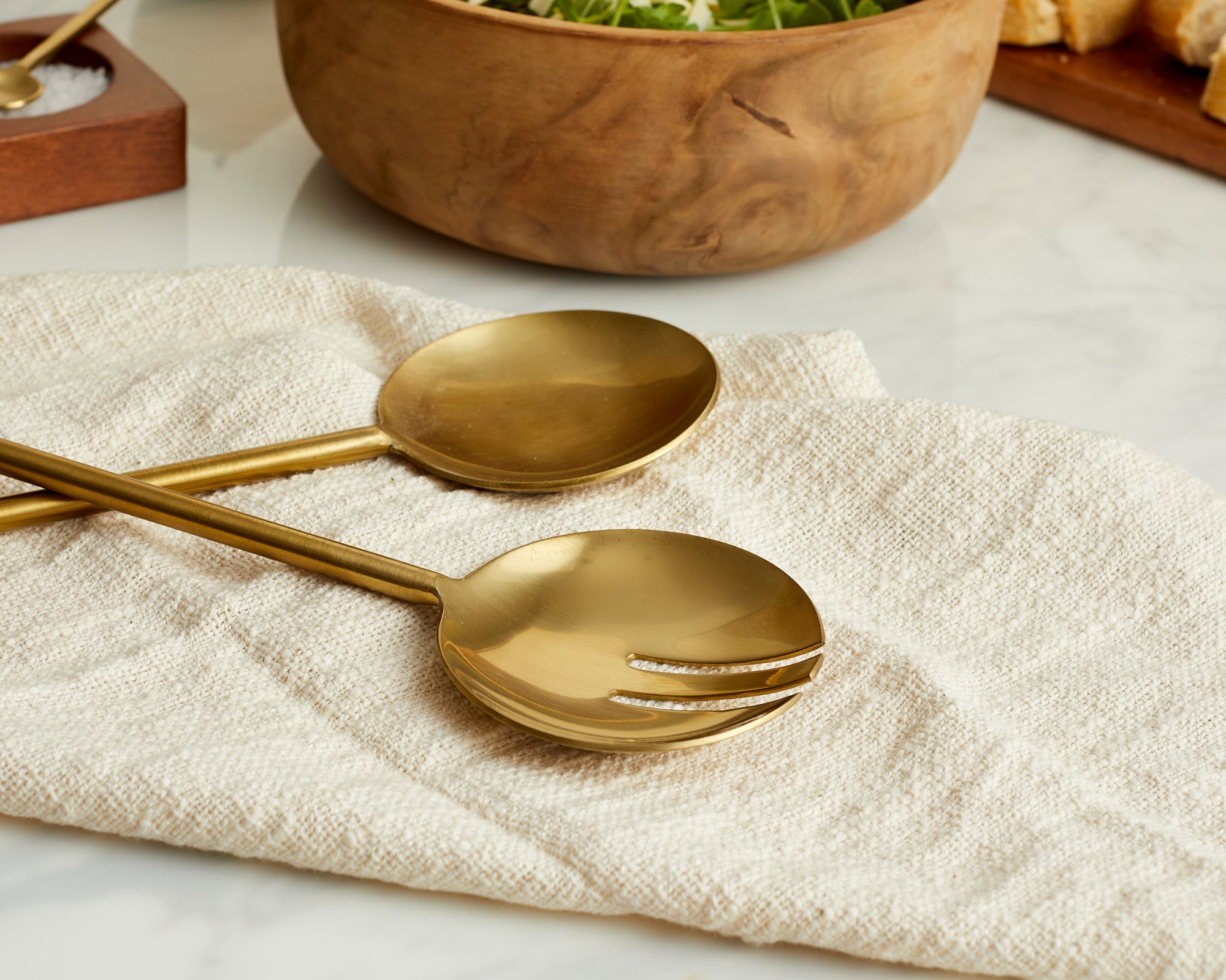 Reine Matte Gold Salad Server Set - Image 2