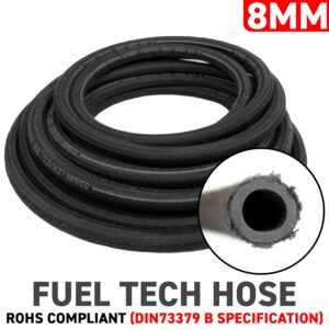 8mm Braided Jacket Rubber Fuel Hose, DIN 73379 (B)