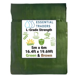 5m x 6m Green & Brown Tarpaulins, L-Grade 200 GSM