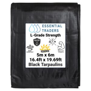 5m x 6m Black & Silver Tarpaulins, L-Grade 220 GSM