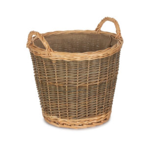 Small Unpeeled Hessian Lined Wicker Log Basket