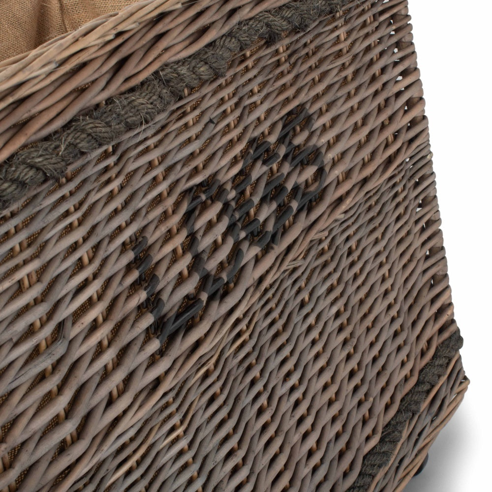 Jumbo Wicker Log Basket on Wheels - Image 3