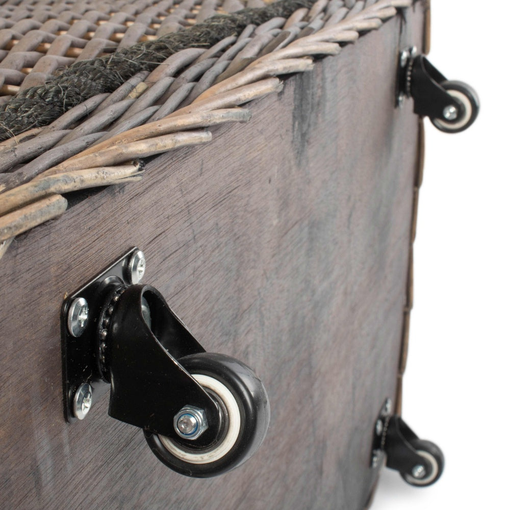 Jumbo Wicker Log Basket on Wheels - Image 5