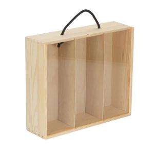 4 Beer Bottle Pinewood Carry Case with Acrylic Lid