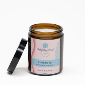 Lavender Spa Scented Candle in Amber Glass Jar 150g